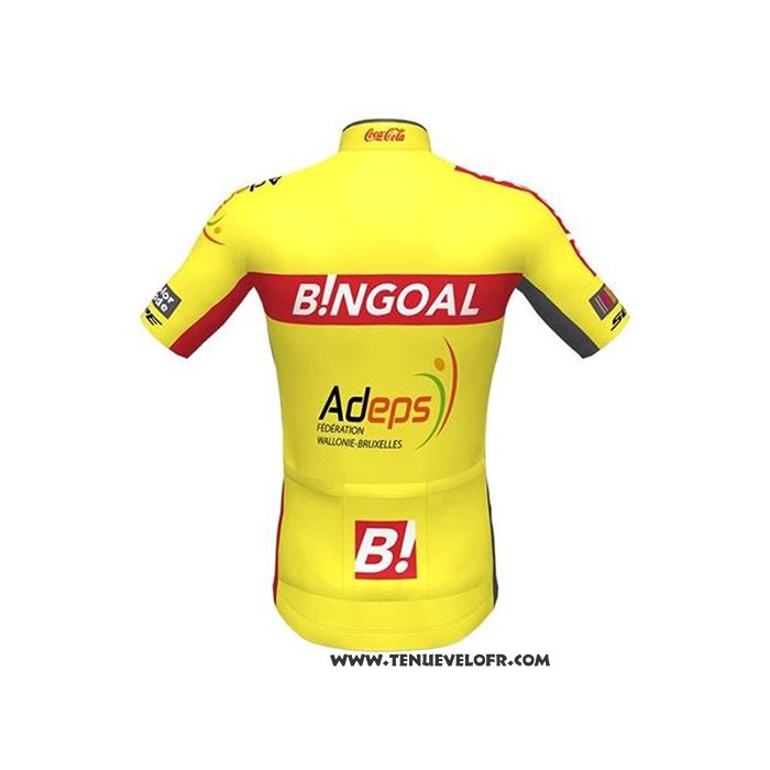 2020 Maillot Ciclismo Wallonie Bruxelles Jaune Rouge Manches Courtes et Cuissard